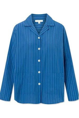 Studio Feder Silja Shirt - Cotton Tops Shirts Long-sleeved Blue