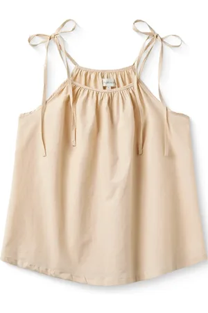 Studio Feder Sia Top - Poplin Tops T-shirts & Tops Sleeveless Beige