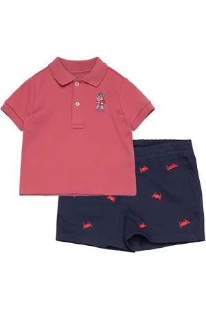 Ralph Lauren Bear Cotton Polo Shirt & Short Set Sets Sets With Short-sleeved T-shirt Red