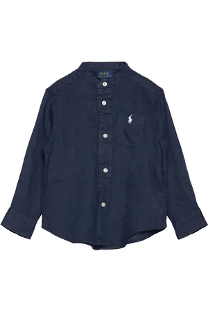 Ralph Lauren Linen Shirt Tops Shirts Short-sleeved Shirts Navy