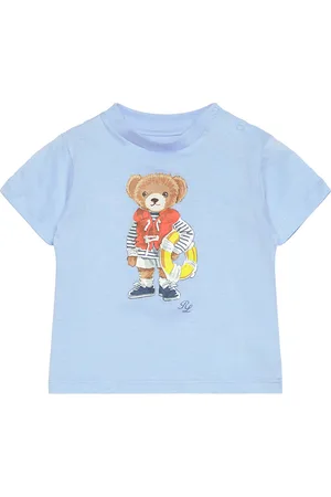 Ralph Lauren Polo Bear Cotton Jersey Tee Tops T-Kortærmet Skjorte Blue