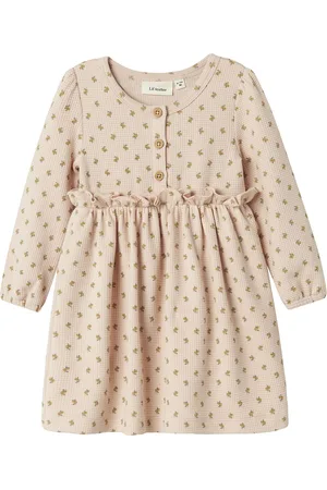 Lil Atelier Nbfdesma Ls Body Dress Lil Dresses & Skirts Dresses Baby Dresses Long-sleeved Baby Dresses Beige