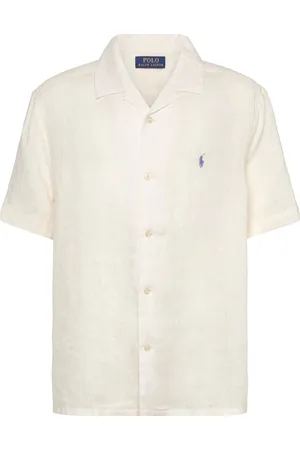 Ralph Lauren Linen Camp Shirt Tops Shirts Short-sleeved Shirts Cream