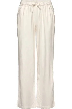 Lindex Trousers Linen Blend Bottoms Trousers White