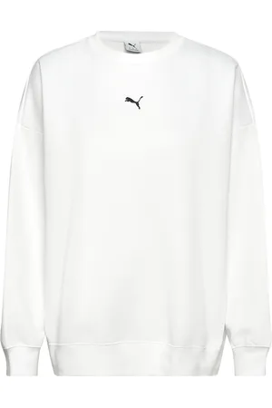 PUMA Ess Over D Crew Fl Sport Women Sport Clothing Sport Sweatshirts & Hoodies Sport Sweatshirts White