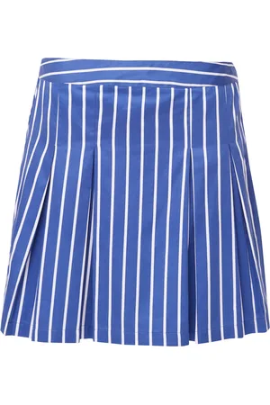 French Connection Alexis Cotton Stripe Pltd Mini Skirts Short Skirts Blue