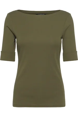Ralph Lauren Stretch Cotton Boatneck Tee Tops T-shirts & Tops Short-sleeved Green