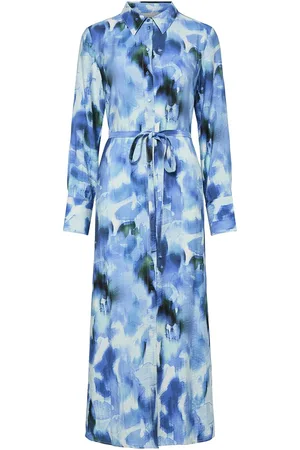 Y.A.S Millo Ls Long Shirt Dress S. Maxikjole Festkjole Blue