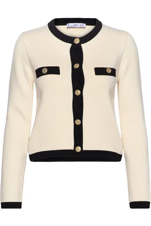 MANGO Knitted Jacket With Jewel Buttons Tops Knitwear Cardigans Cream