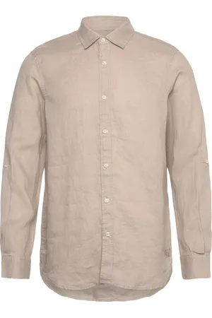 Scotch&Soda Seasonal Core - Regular Fit Linen Shirt Tops Shirts Linen Shirts Beige