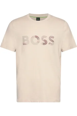 HUGO BOSS Tee Logo Glamping Sport Men Sports Clothes Sport Tops Sport T-Skjorte Beige
