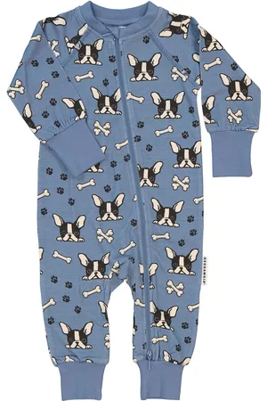 Geggamoja Bamboo Two Way Zip Pyjamas Pyjamas Sie Jumpsuit Blue