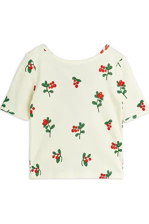 Mini Rodini Lingonberries Aop Ballet Ss Tee Tops T-Kortærmet Skjorte White