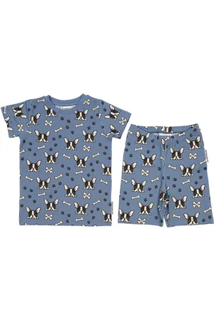 Geggamoja Bamboo Set Sets Sets With Short-sleeved T-shirt Blue