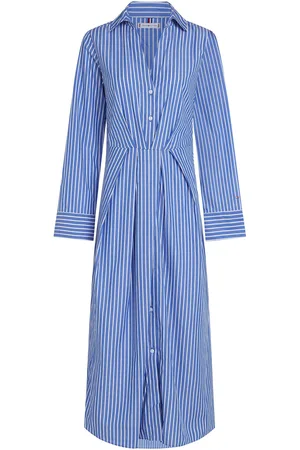 Tommy Hilfiger Soft Co Knot Ls Shirt Dress Knælang Kjole Blue