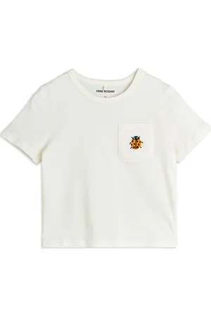 Mini Rodini Ladybugs Emb Ss Tee Tops T-Kortærmet Skjorte White