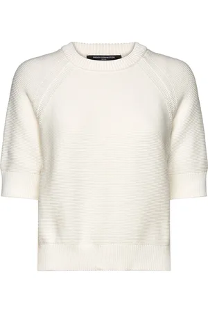 French Connection Lily Mozart Short Sleeve Sweat Tops Knitwear Jumpers White