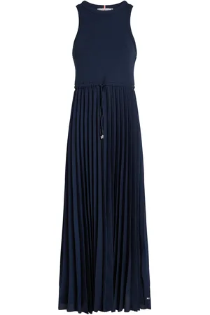 Tommy Hilfiger Rib Tank Pleated Dress Midi Ns Knælang Kjole Navy