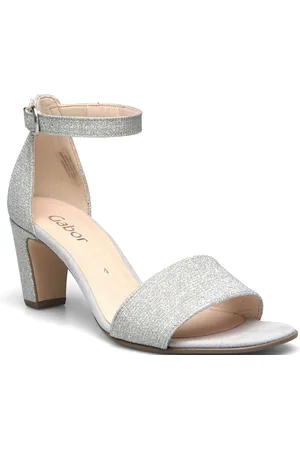 Gabor Ankle-Strap Sandal Sandal Med Hæl Silver