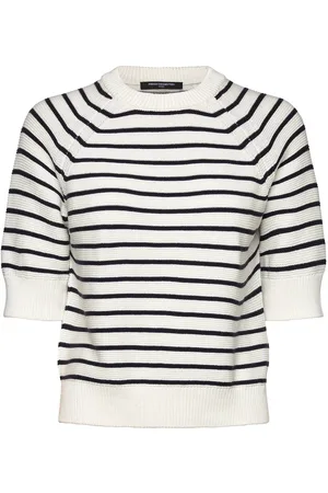 French Connection Lily Mozart Stripe Short Tops Knitwear Jumpers White