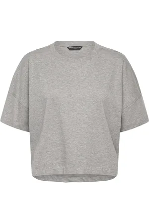French Connection Tally Jrsy Sslv Crewnk Tee Tops Crop Tops Grey