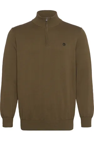 Timberland Cotton Yd 1/4 Zip Sweater Designers Knitwear Half Zip Jumpers Green