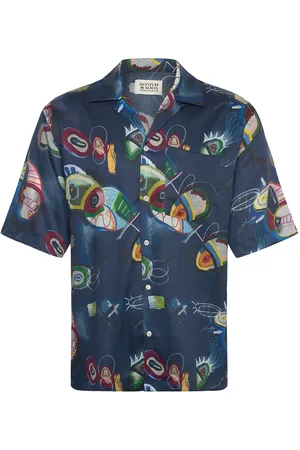 Scotch&Soda Aop Short-Sleeved Relaxed-Fit Tencel Shirt Tops Shirts Short-sleeved Shirts Multi/patterned