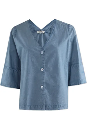 Six Ames Maude Tops Shirts Short-sleeved Blue