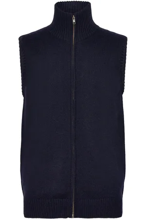 Davida Cashmere Man Zip Vest Designers Knitwear Knitted Vests Navy