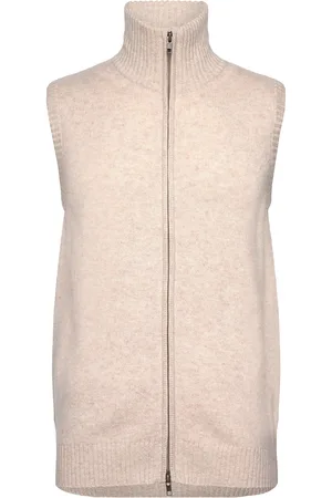 Davida Cashmere Man Zip Vest Designers Knitwear Knitted Vests Beige