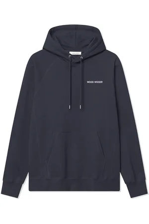 WoodWood Wwfred Hoodie Chest Print Designers Sweatshirts & Hoodies Hoodies Navy