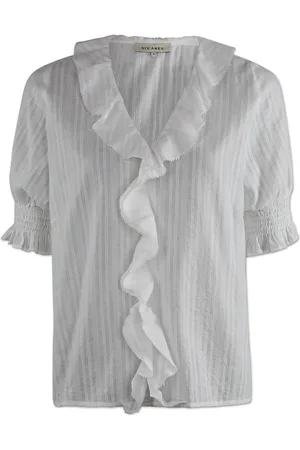 Six Ames Julie Tops Blouses Short-sleeved White