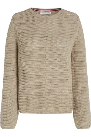 Tommy Hilfiger Pointelle Crochet Open-Nk Ls Swt Tops Knitwear Jumpers Green
