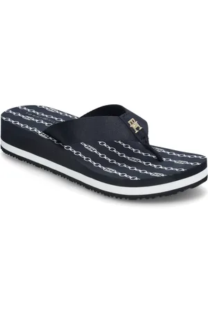 Tommy Hilfiger Im Th Chainprint Midwedge Sandal Shoes Summer Shoes Sandals Flip Flops Navy
