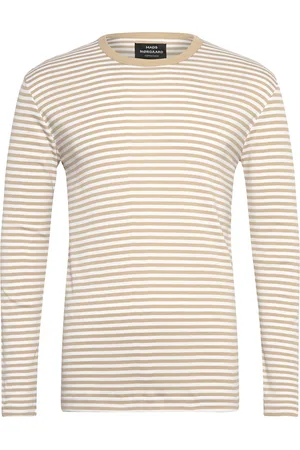 Mads Norgaard Duo Rib Tobias Tee Ls Tops T-Langærmet Skjorte Beige