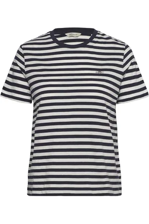 GANT Reg Striped Shield Ss T-Shirt Tops T-shirts & Tops Short-sleeved Blue