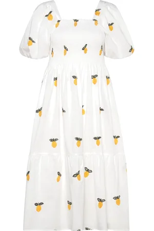A-View Cheri Fruit Dress Knælang Kjole White