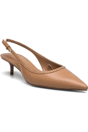 MANGO Kitten-Heel Shoes With Stud Detail Højhælede Sko Brown