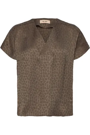 Mos Mosh Mmmargie Pais Blouse Tops Blouses Short-sleeved Khaki Green