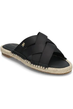 Tommy Hilfiger Satin Espadrille Mule Flade Sandaler Black