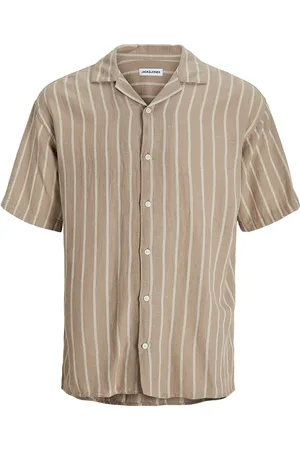 JACK & JONES Jjeenzo Stripe Resort Shirt Ss Sn Tops Shirts Short-sleeved Shirts Brown Jack & J S