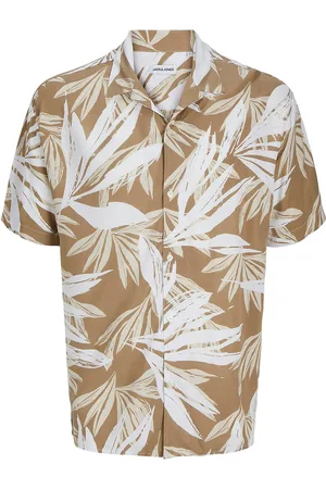 JACK & JONES Jjejeff Tropical Aop Resort Shirt Ss Sn Tops Shirts Short-sleeved Shirts Beige Jack & J S