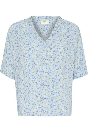 Cream Crtiah Ss Shirt Tops Blouses Short-sleeved Blue