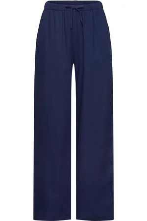 Lindex Trousers Linen Blend Bottoms Trousers Blue