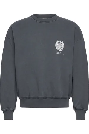 HAN Kjøbenhavn Monogram Printed Crewneck Tops Sweatshirts & Hoodies Sweatshirts Black