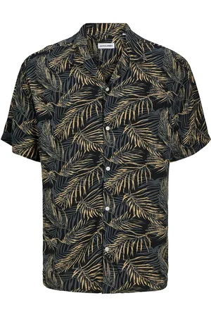 JACK & JONES Jjejeff Tropical Aop Resort Shirt Ss Sn Tops Shirts Short-sleeved Shirts Black Jack & J S