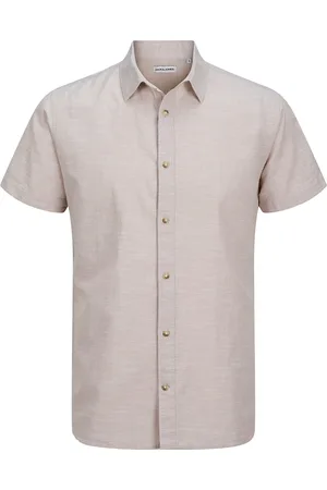 JACK & JONES Jjesummer Shirt Ss Sn Tops Shirts Short-sleeved Shirts Cream Jack & J S