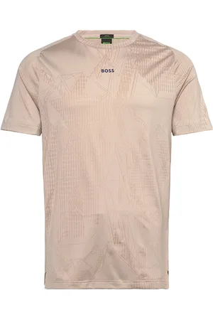 HUGO BOSS Tee Desert Active Sport Men Sports Clothes Sport Tops Sport T-Skjorte Beige