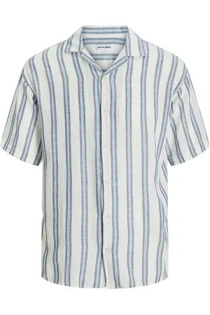 JACK & JONES Jjeenzo Stripe Resort Shirt Ss Sn Tops Shirts Short-sleeved Shirts White Jack & J S