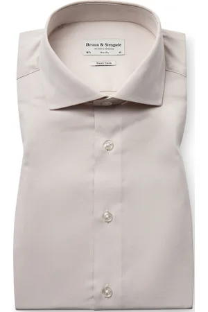 Bruun & Stengade Bs Rune Slim Fit Shirt Tops Shirts Business Shirts Beige